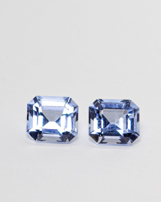 Пара аквамаринов в огранке ашер с сертификатом