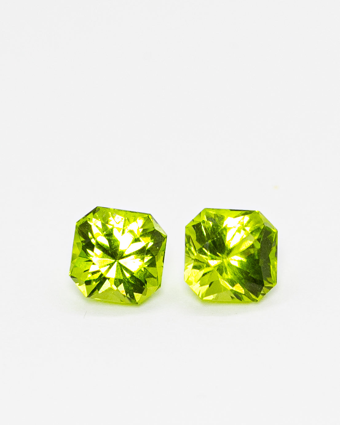 Peridots Pair 4ct in Assher Cut
