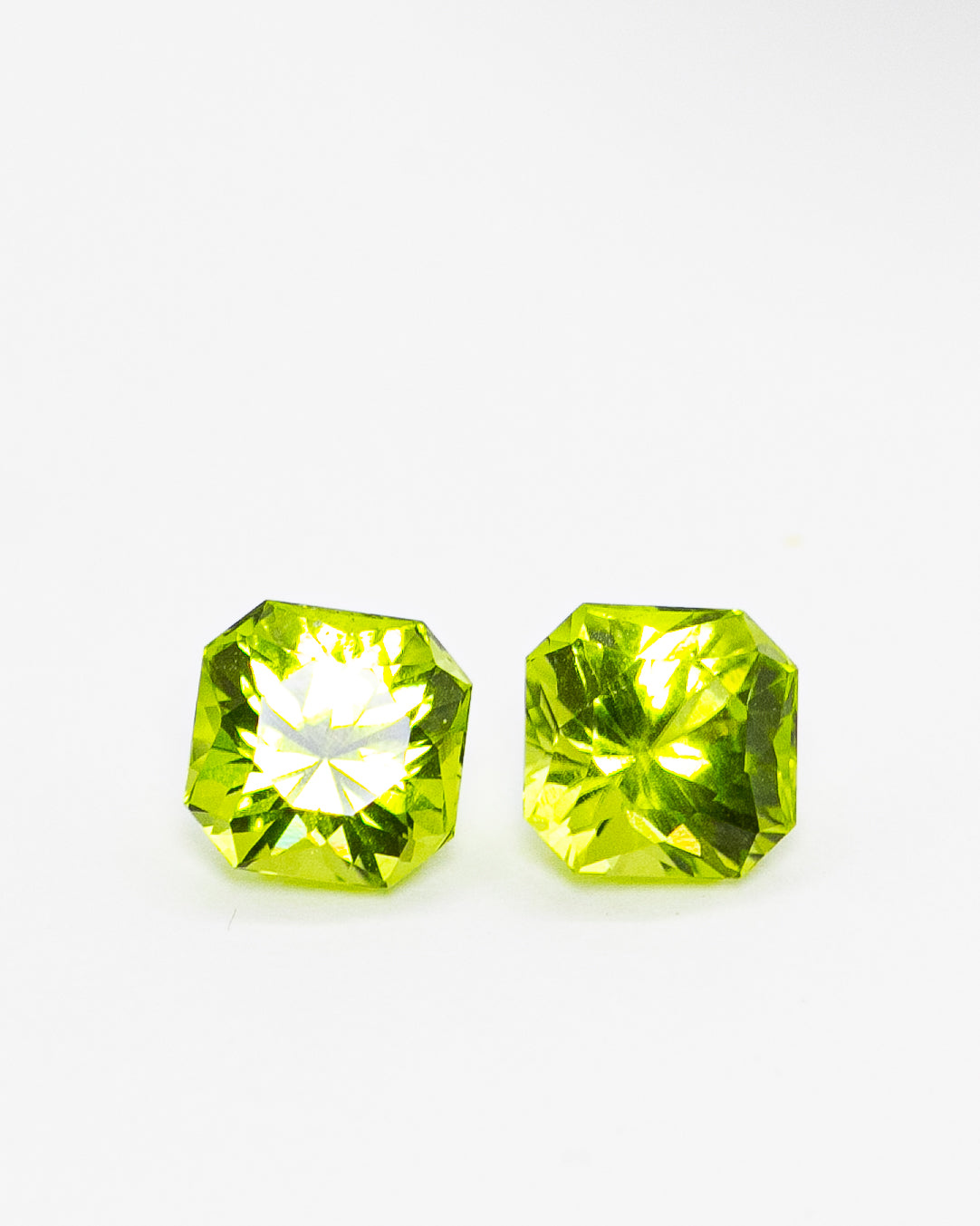 Peridots Pair 4ct in Assher Cut