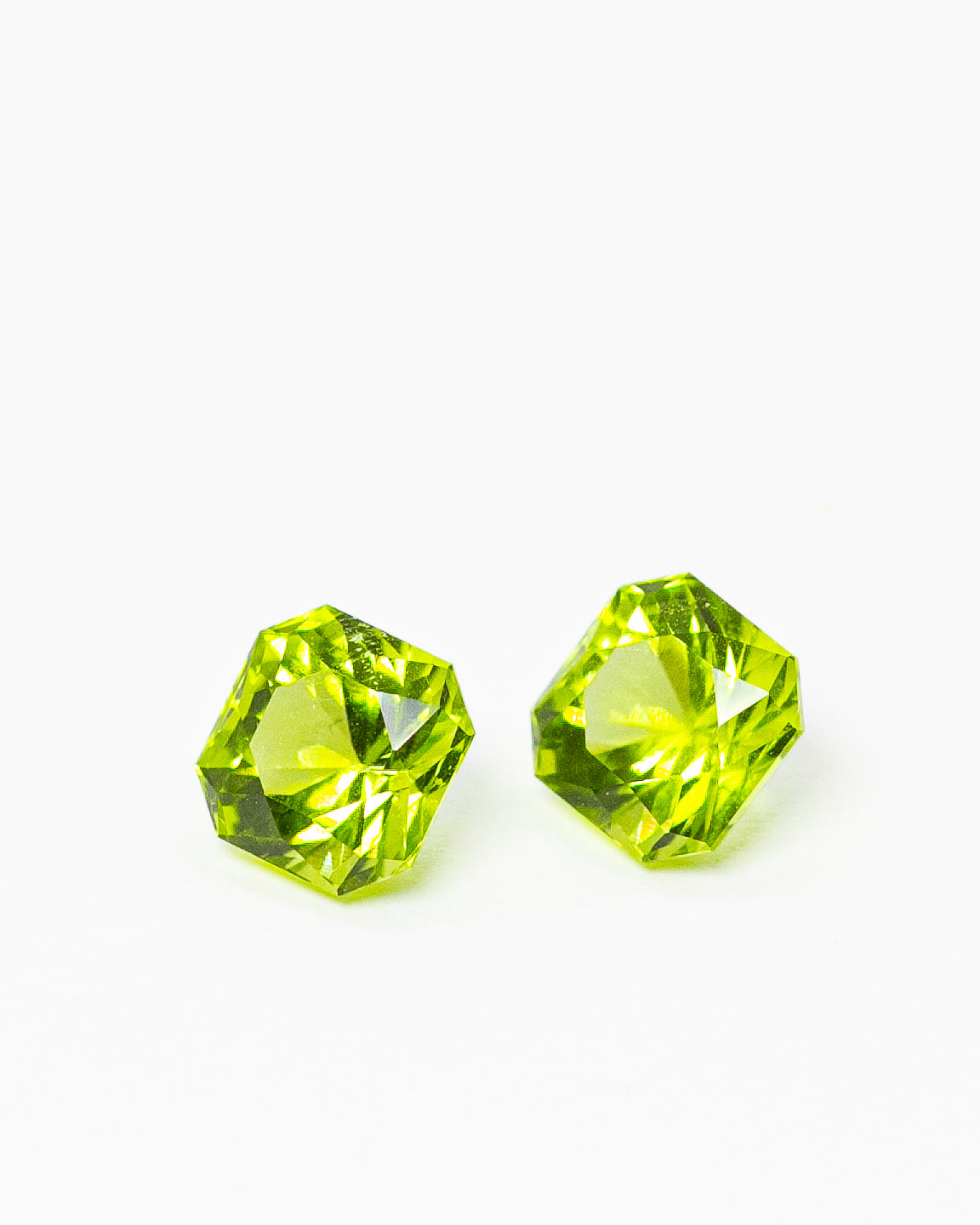 Peridots Pair 4ct in Assher Cut